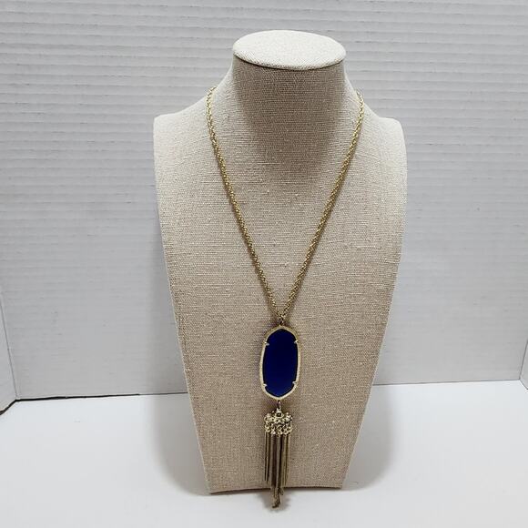 Kendra Scott Cobalt Blue and Gold Rayne Necklace‎ - Picture 6 of 7